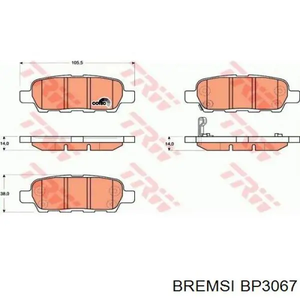 BP3067 Bremsi pastillas de freno traseras