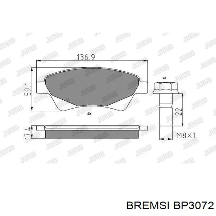 Comprar BP3072 Bremsi Pastillas delanteras de freno