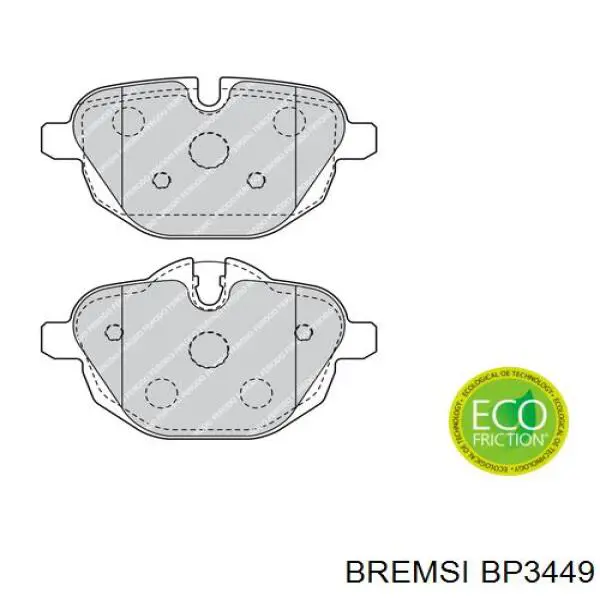BP3449 Bremsi Pastillas freno traseras