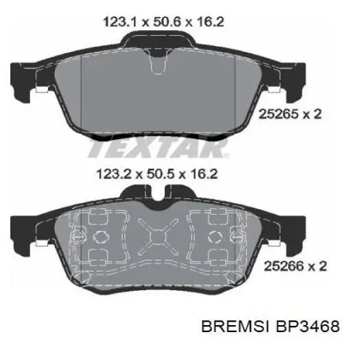 BP3468 Bremsi pastillas de freno traseras