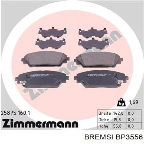 BP3556 Bremsi Pastillas delanteras