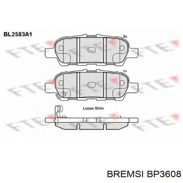 BP3608 Bremsi pastillas de freno traseras