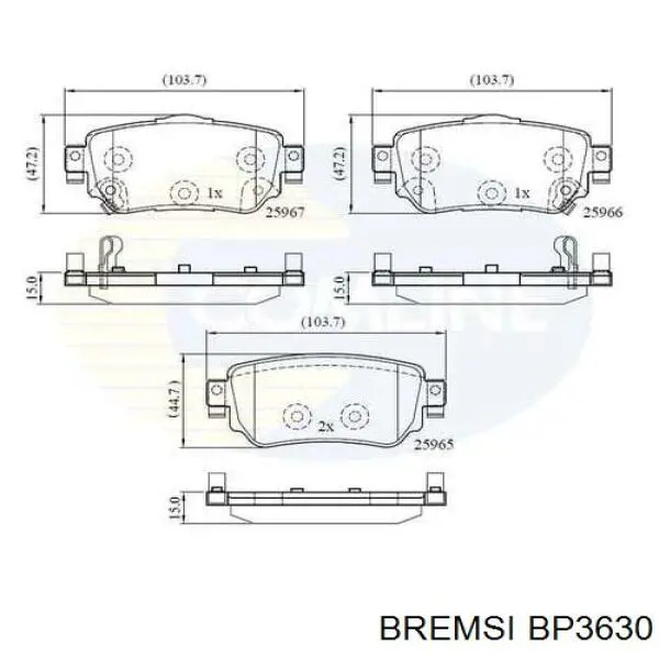 BP3630 Bremsi pastillas de freno traseras