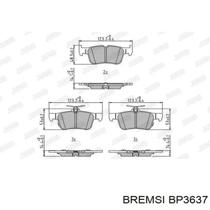 BP3637 Bremsi pastillas de freno traseras