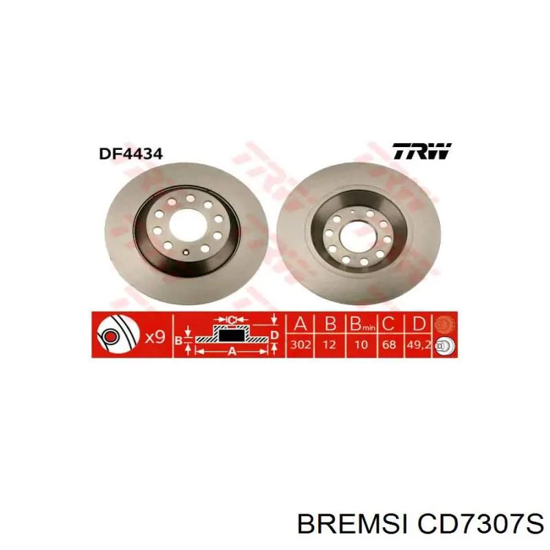 Comprar CD7307S Bremsi Disco de freno trasero