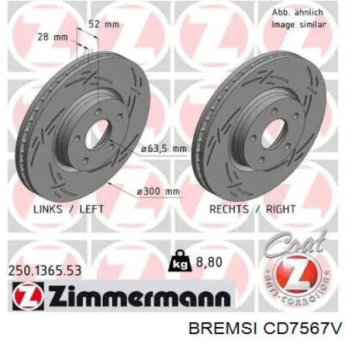 CD7567V Bremsi freno de disco delantero