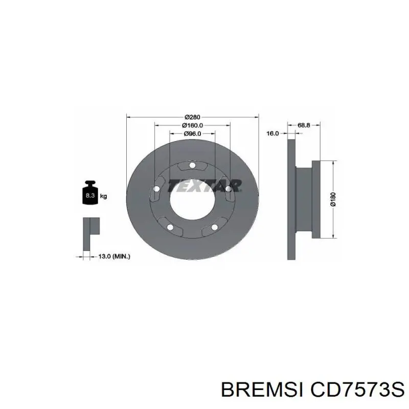 CD7573S Bremsi disco de freno trasero