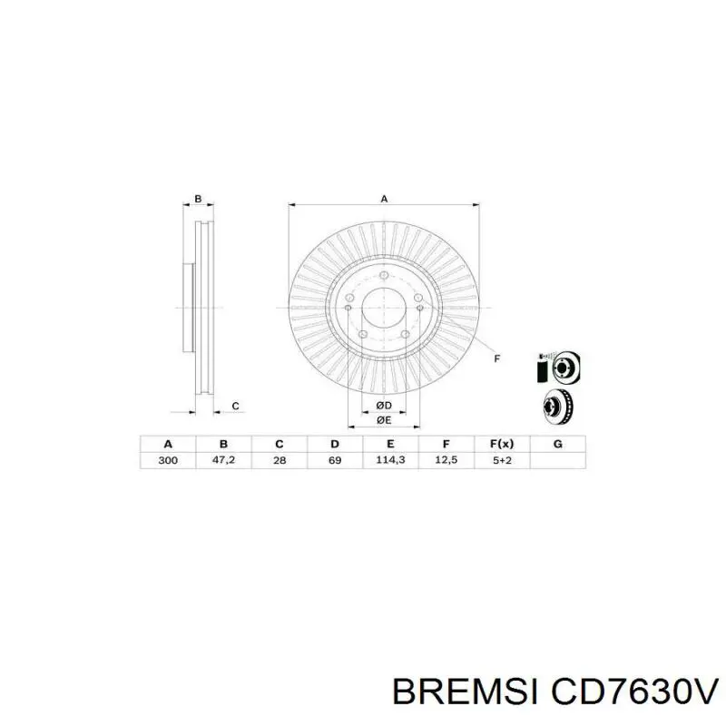 Disco de freno delantero Bremsi CD7630V