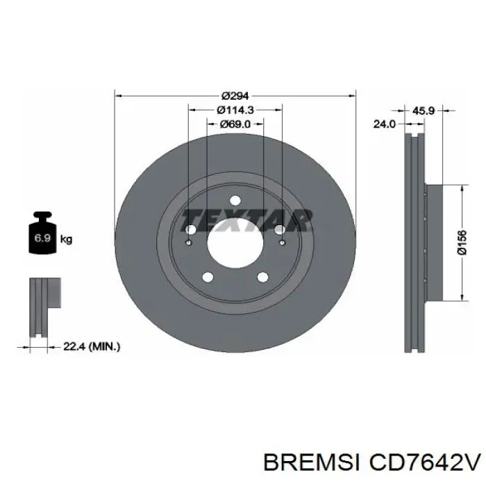 CD7642V Bremsi disco de freno delantero