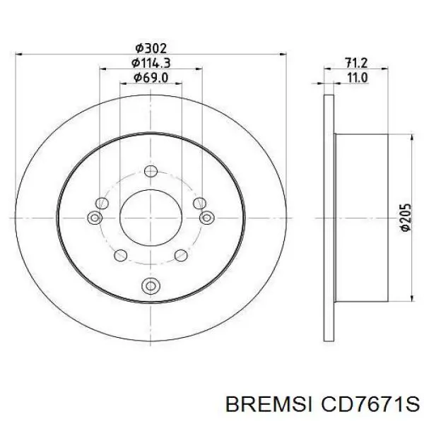 CD7671S Bremsi disco de freno trasero