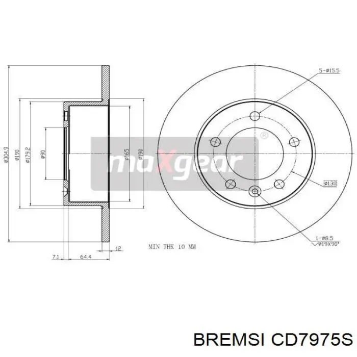 CD7975S Bremsi disco de freno trasero