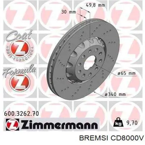 CD8000V Bremsi freno de disco delantero