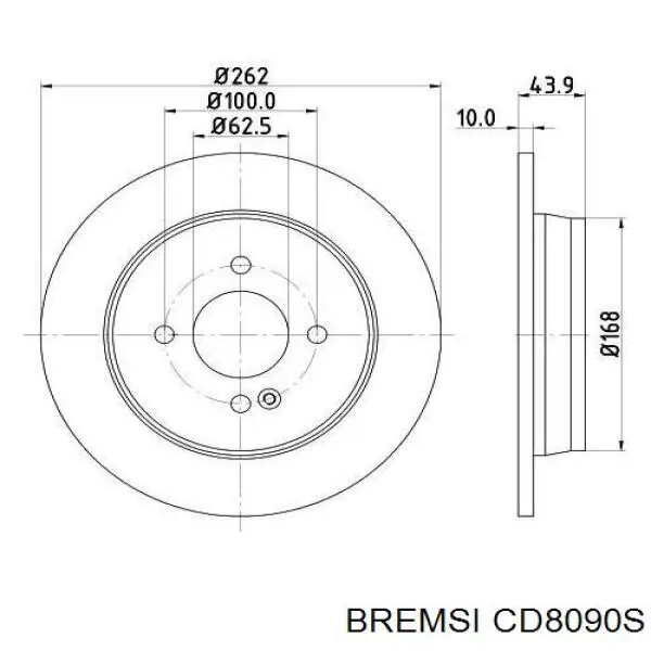 CD8090S Bremsi Freno de disco trasero