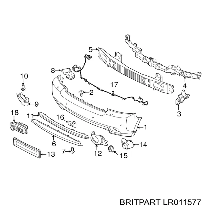 LR011577 Britpart soporte de parachoques delantero izquierdo