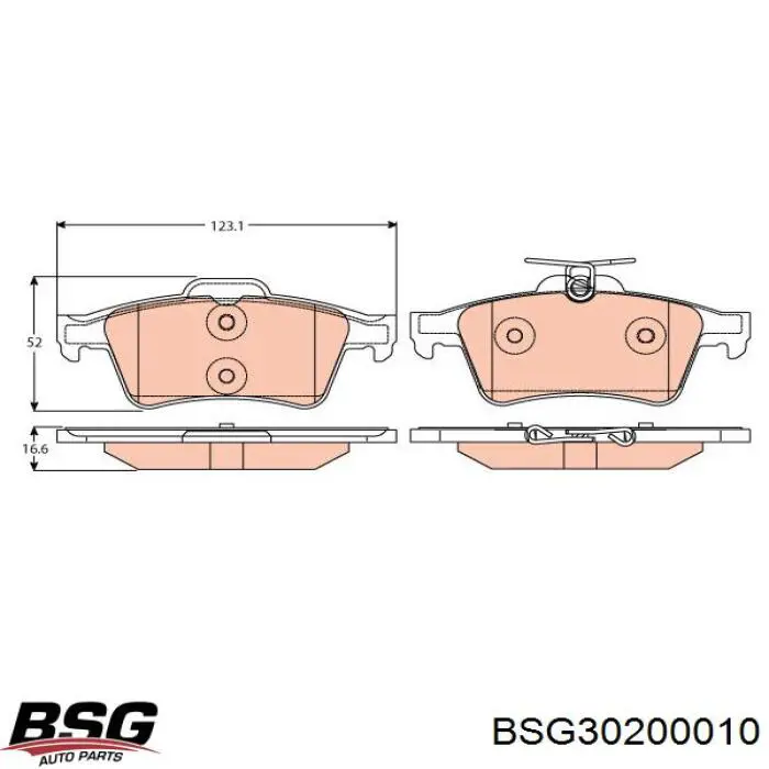 BSG 30-200-010 BSG pastillas de freno traseras