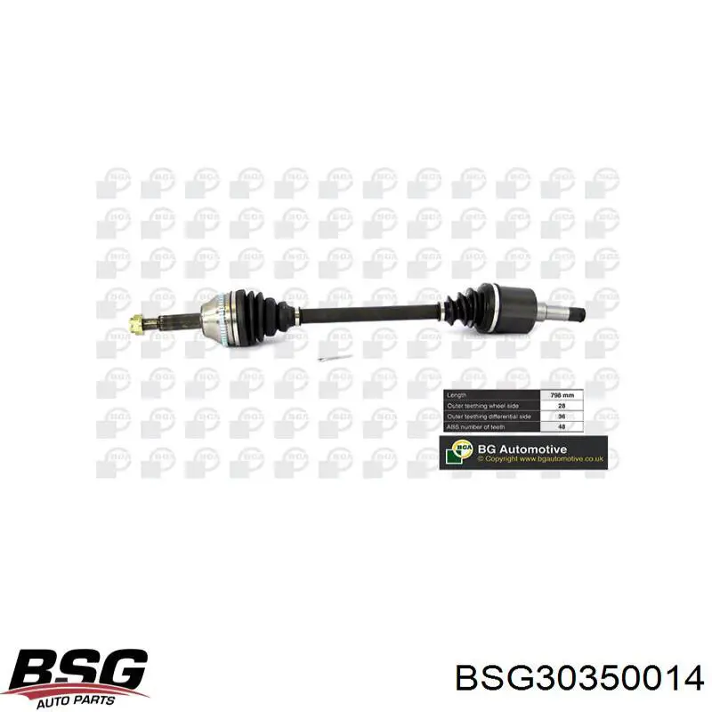 BSG 30-350-014 BSG árbol de transmisión delantero izquierdo