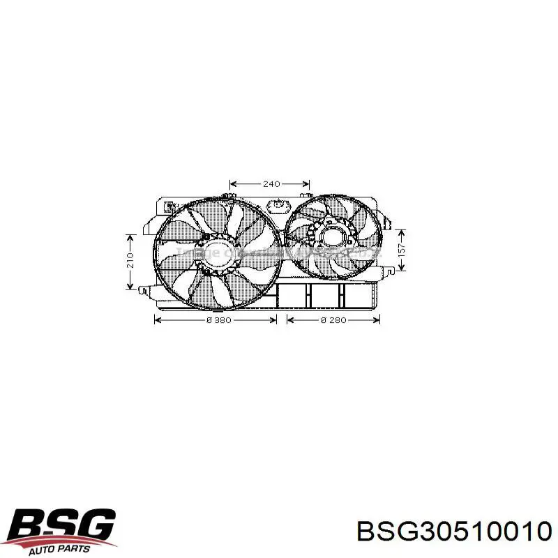 BSG 30-510-010 BSG difusor de radiador, ventilador de refrigeración, condensador del aire acondicionado, completo con motor y rodete