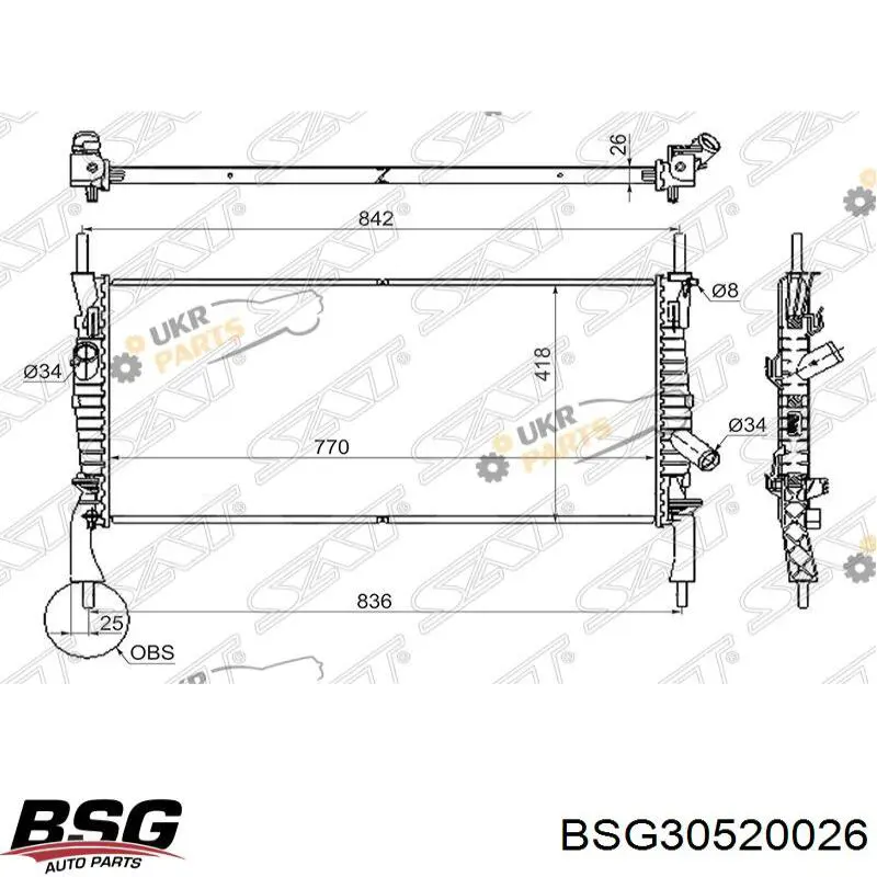 BSG 30-520-026 BSG radiador