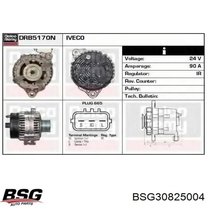 BSG 30-825-004 BSG alternador