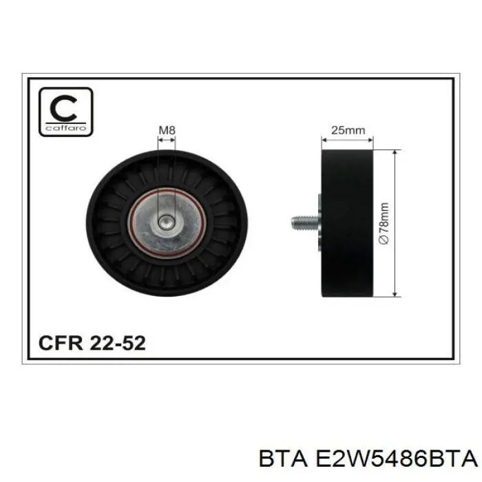 E2W5486BTA BTA rodillo, correa trapecial poli v