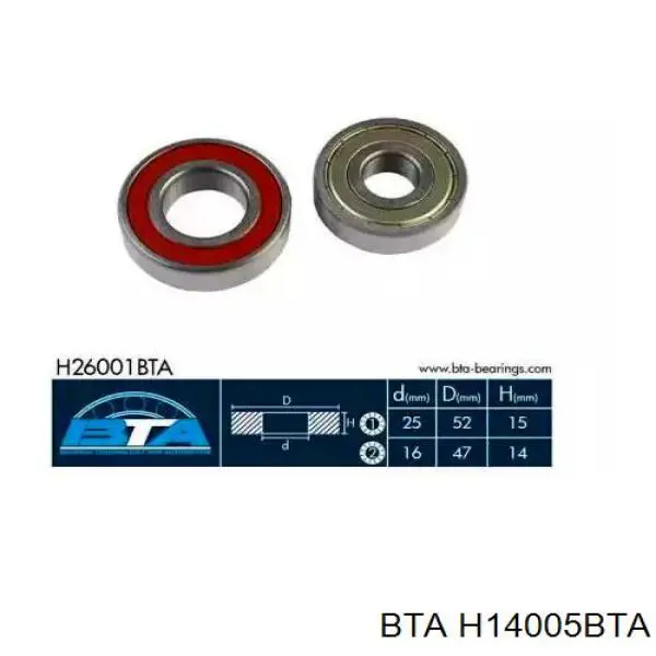 Cojinete de rueda delantero H14005BTA BTA