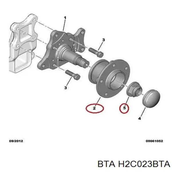 H2C023BTA BTA cubo de rueda trasero