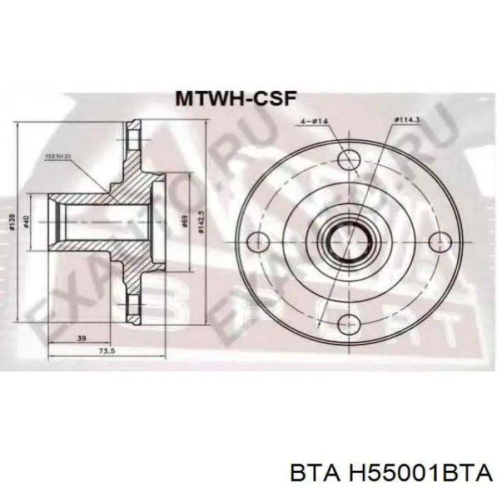 H55001BTA BTA cubo de rueda delantero