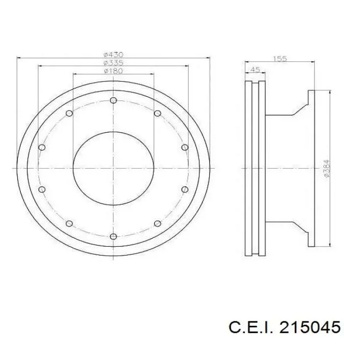 215.045 C.e.i. disco de freno trasero