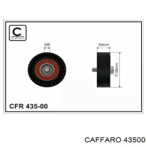 Rodillo tensor correa poli V Caffaro 43500 precio, desde 50,68 USD