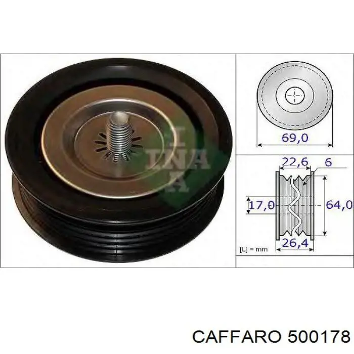 500178 Caffaro polea inversión / guía, correa poli v
