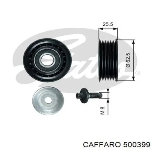 500399 Caffaro polea inversión / guía, correa poli v