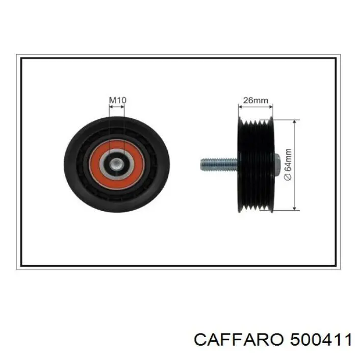 500411 Caffaro polea inversión / guía, correa poli v