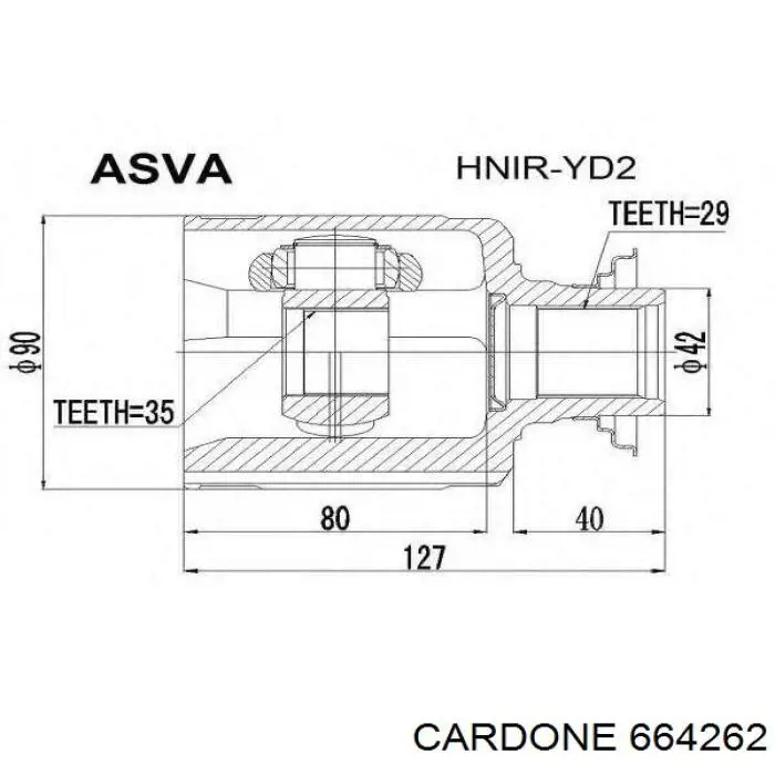 66-4262 Cardone árbol de transmisión delantero derecho