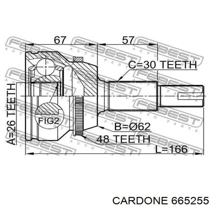 665255 Cardone árbol de transmisión delantero izquierdo