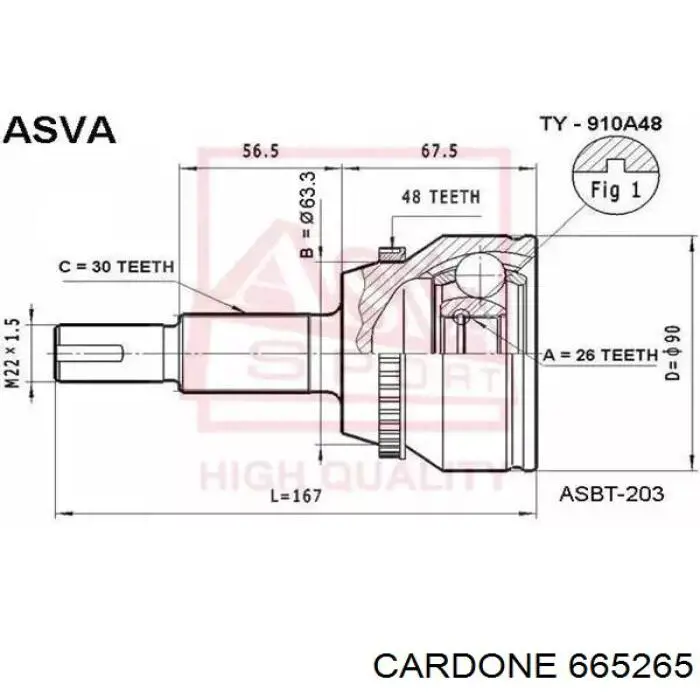 Comprar 665265 Cardone Semieje delantero derecho
