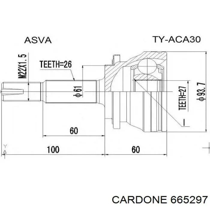 66-5297 Cardone árbol de transmisión delantero izquierdo