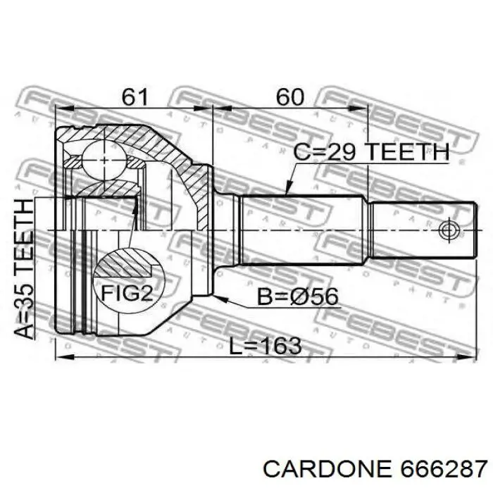 666287 Cardone árbol de transmisión delantero derecho