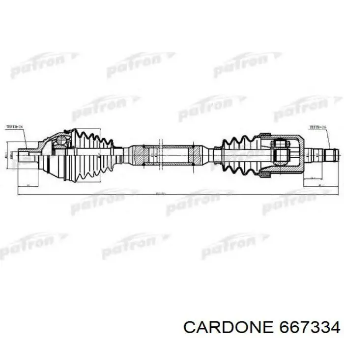 66-7334 Cardone árbol de transmisión delantero derecho