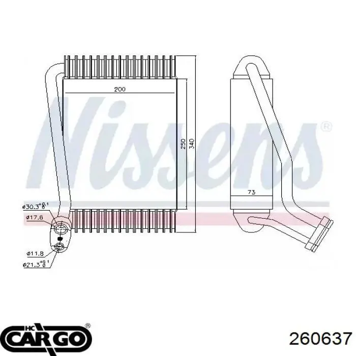 260637 Cargo evaporador, aire acondicionado