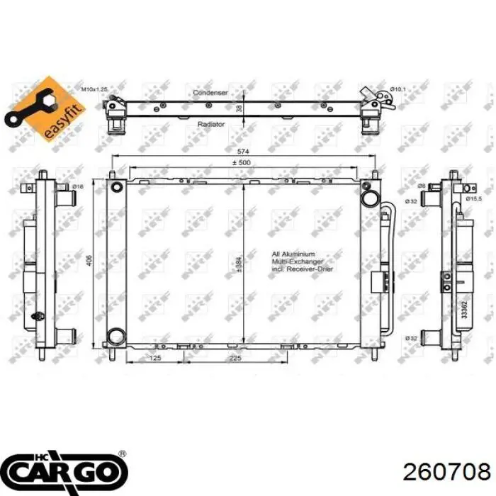 Radiador refrigeración del motor CARGO 260708