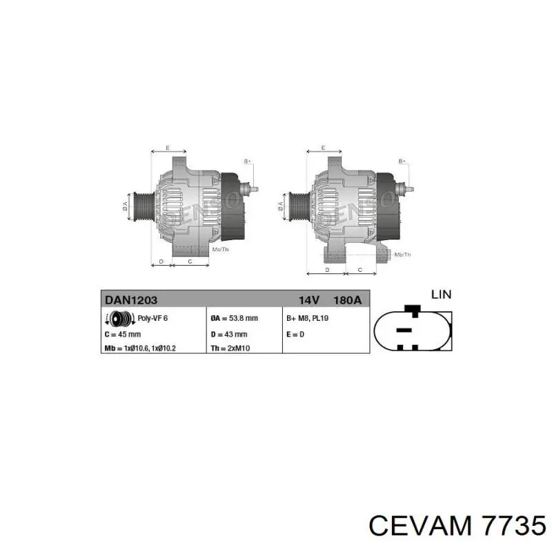 7735 Cevam árbol de transmisión delantero izquierdo