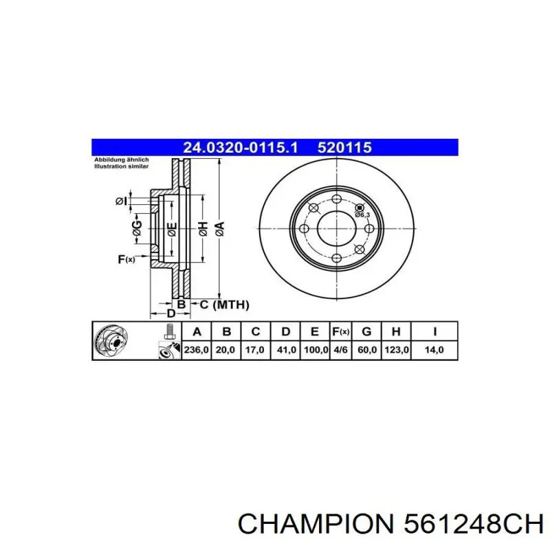 Freno de disco delantero Opel Astra 51, 52, F35, M35