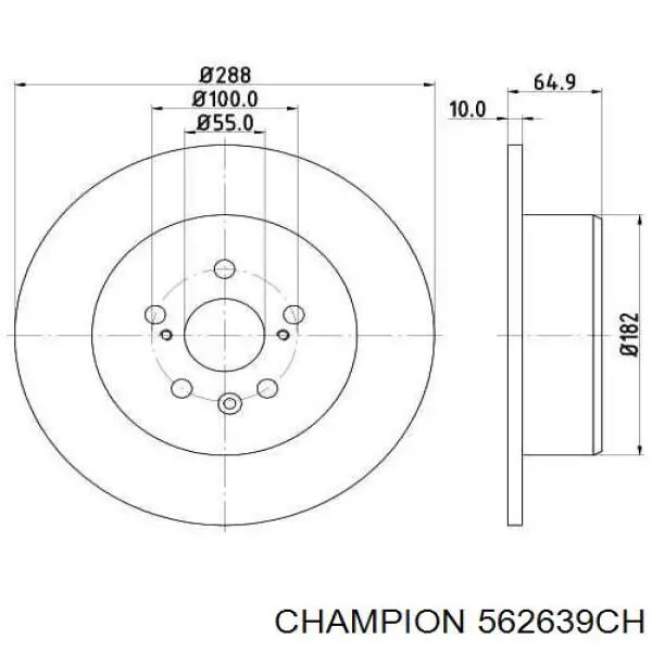 562639CH Champion disco de freno trasero