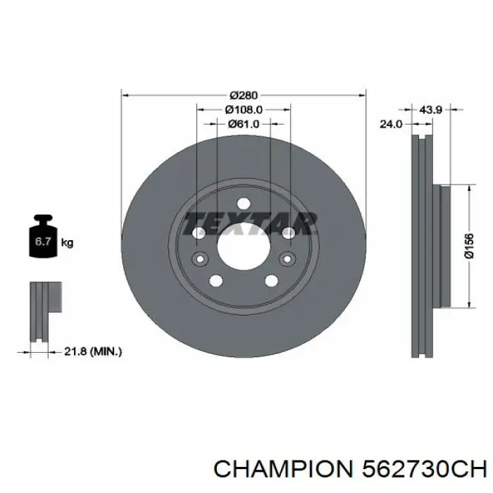 562730CH Champion freno de disco delantero