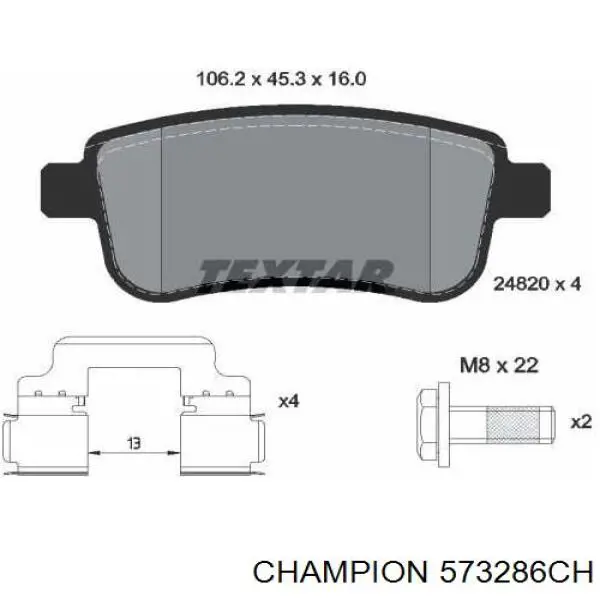 Comprar 573286CH Champion Pastillas de freno traseras