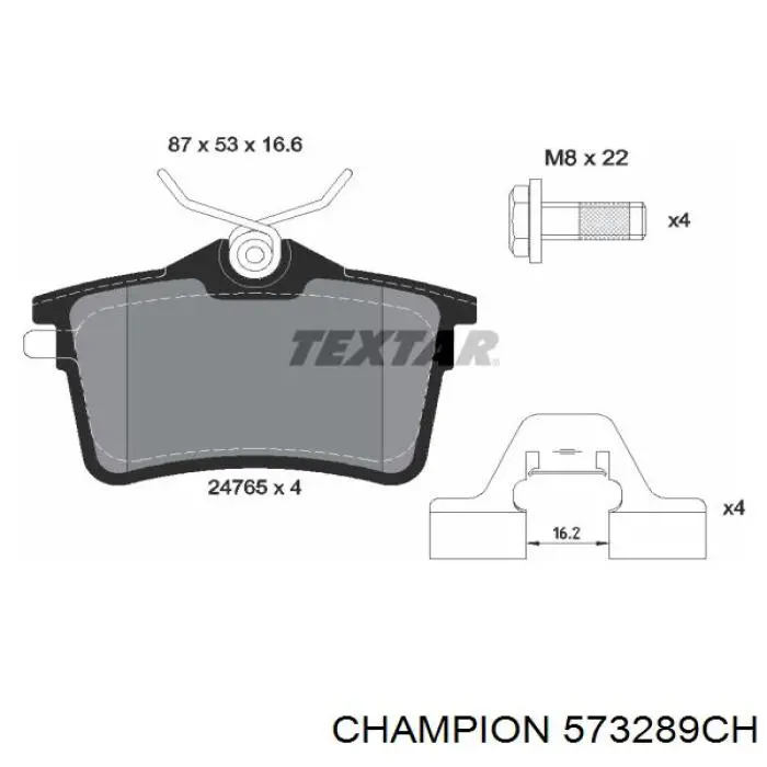 573289CH Champion pastillas de freno traseras