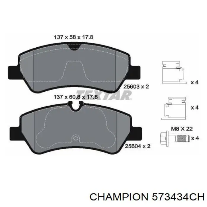573434CH Champion pastillas de freno traseras