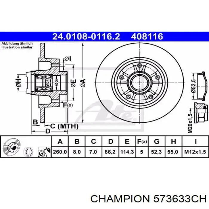 573633CH Champion pastillas de freno traseras