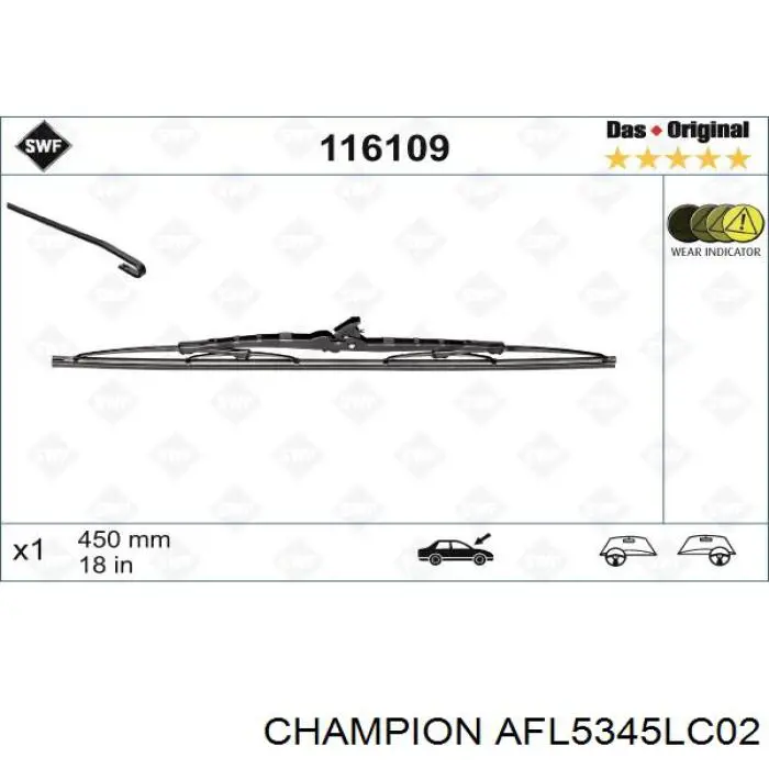 Juego de limpiaparabrisas de luna delantera, 2 piezas Fiat Punto 2 188
