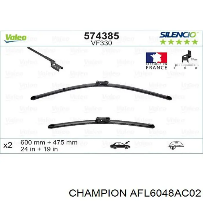 Limpiaparabrisas delanteras 119305 VALEO